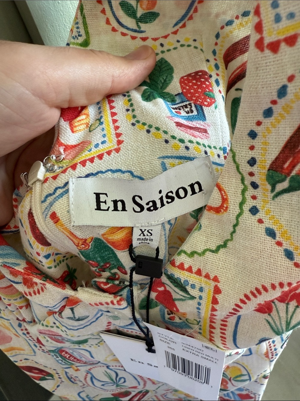En Saison White Midi Dress with Multicolor Floral Patchwork - Picture 5 of 7